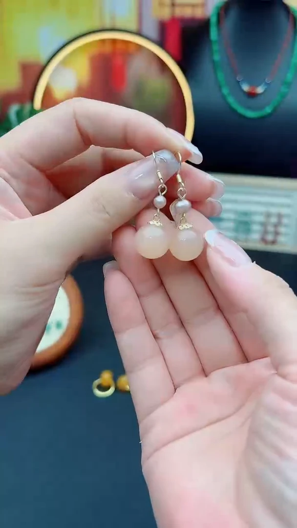 玛瑙/玉髓耳饰银S925镶嵌218000