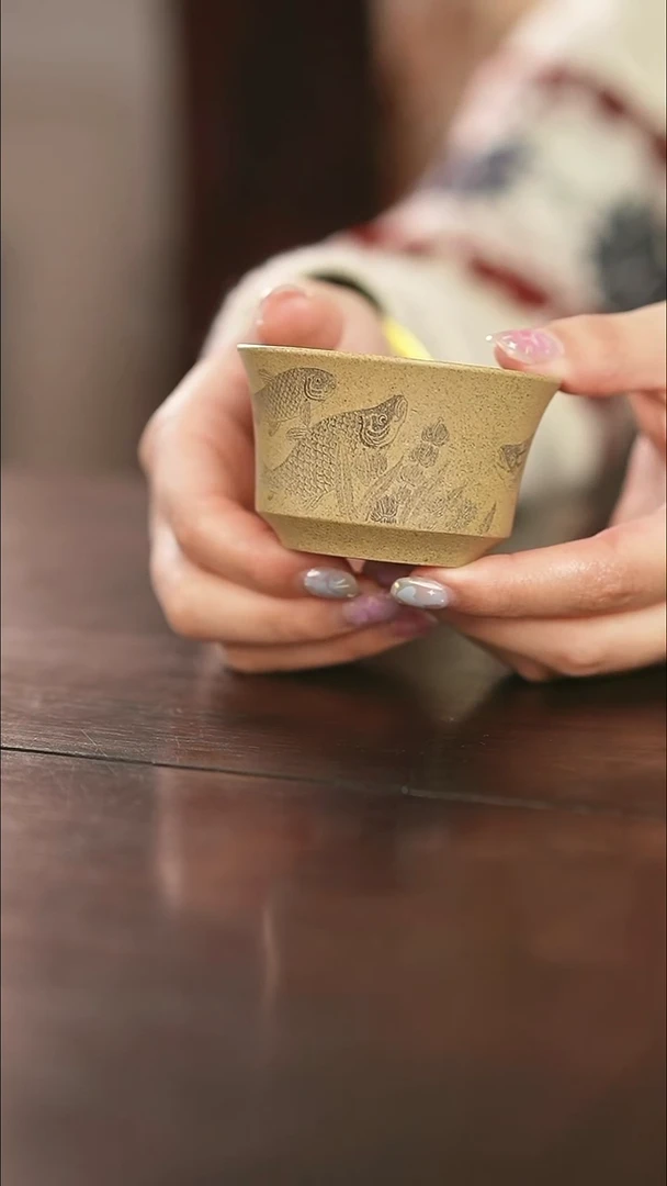 茶杯紫砂奕如鱼藻主人杯