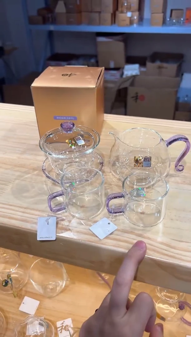 禾器-禅语盖碗-浅紫色+玺悦浅紫+清禾杯浅紫2只