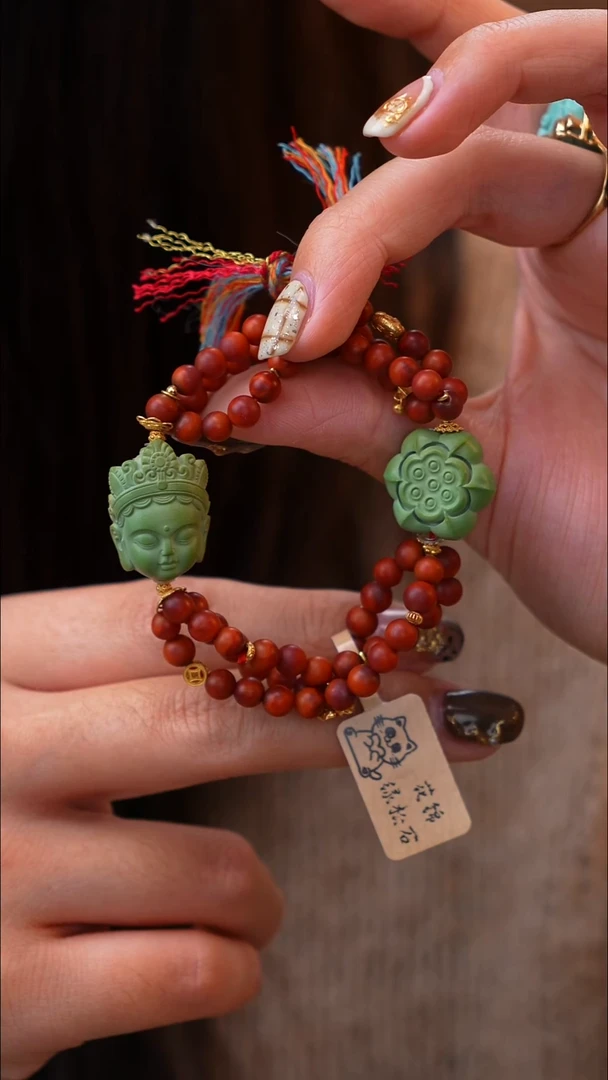 18K金镶嵌绿松石设计款观音宝宝设计款单圈