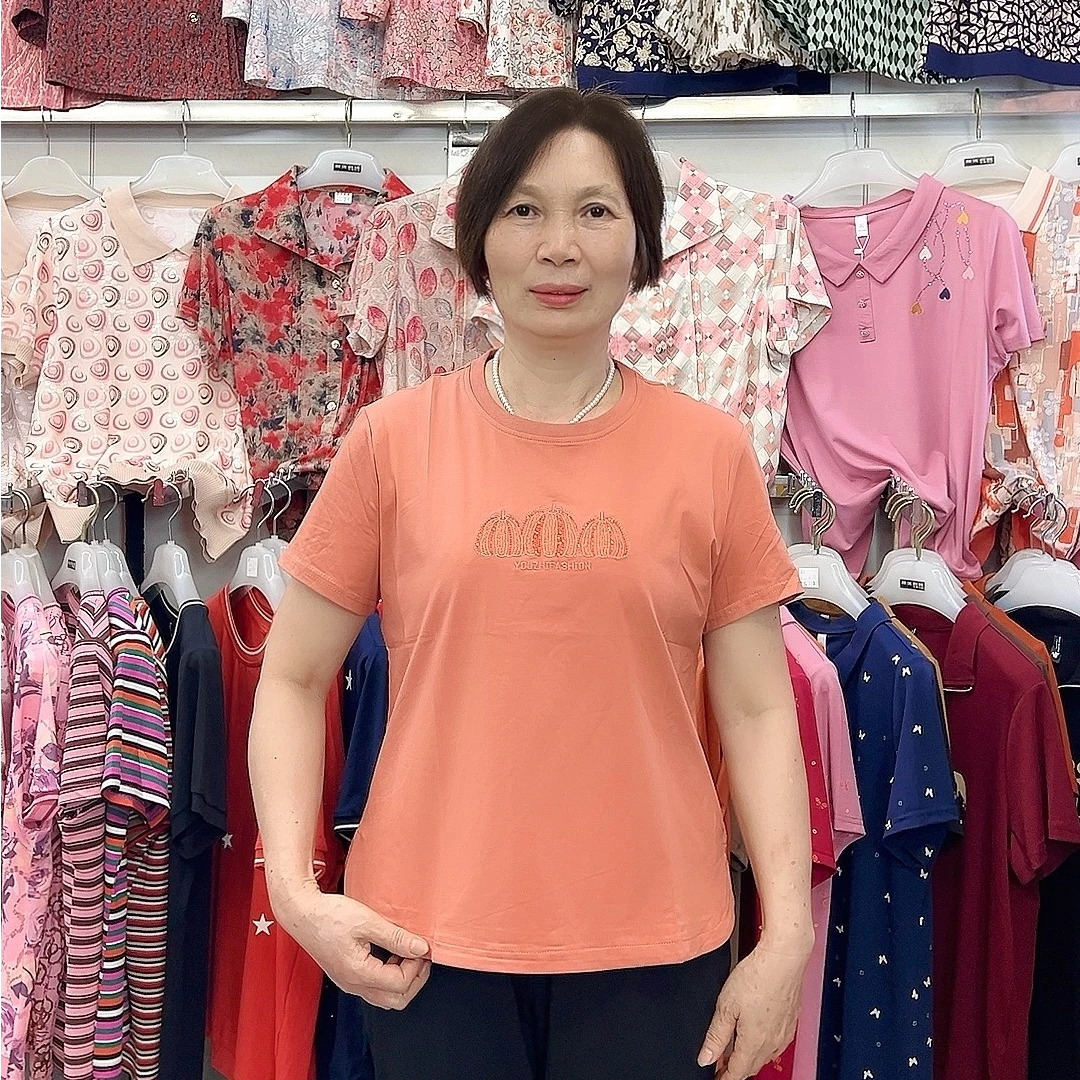 【金夫人妈妈装】春夏女士减龄短袖T恤短款小个子上衣弹力透气501