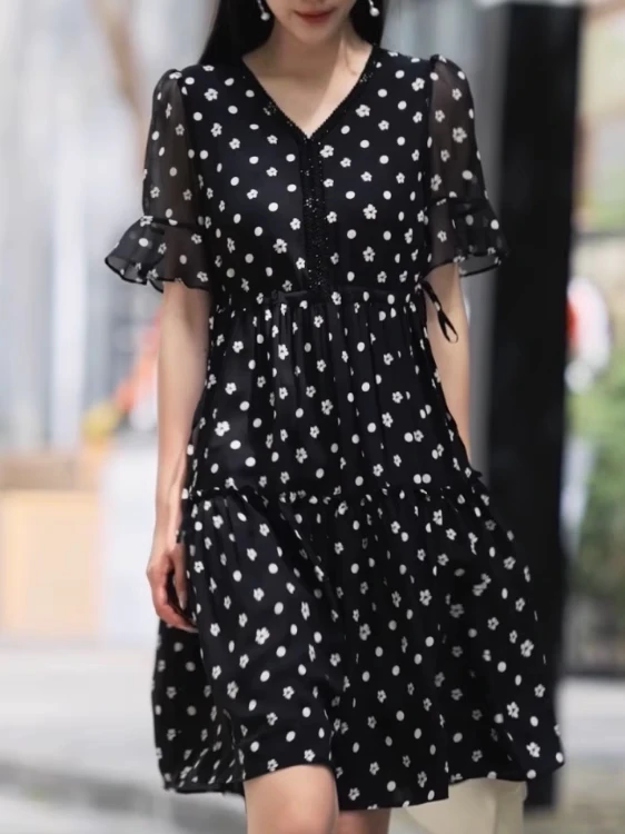 8190迷荟女装短袖连衣裙时尚百搭显瘦装柜正品