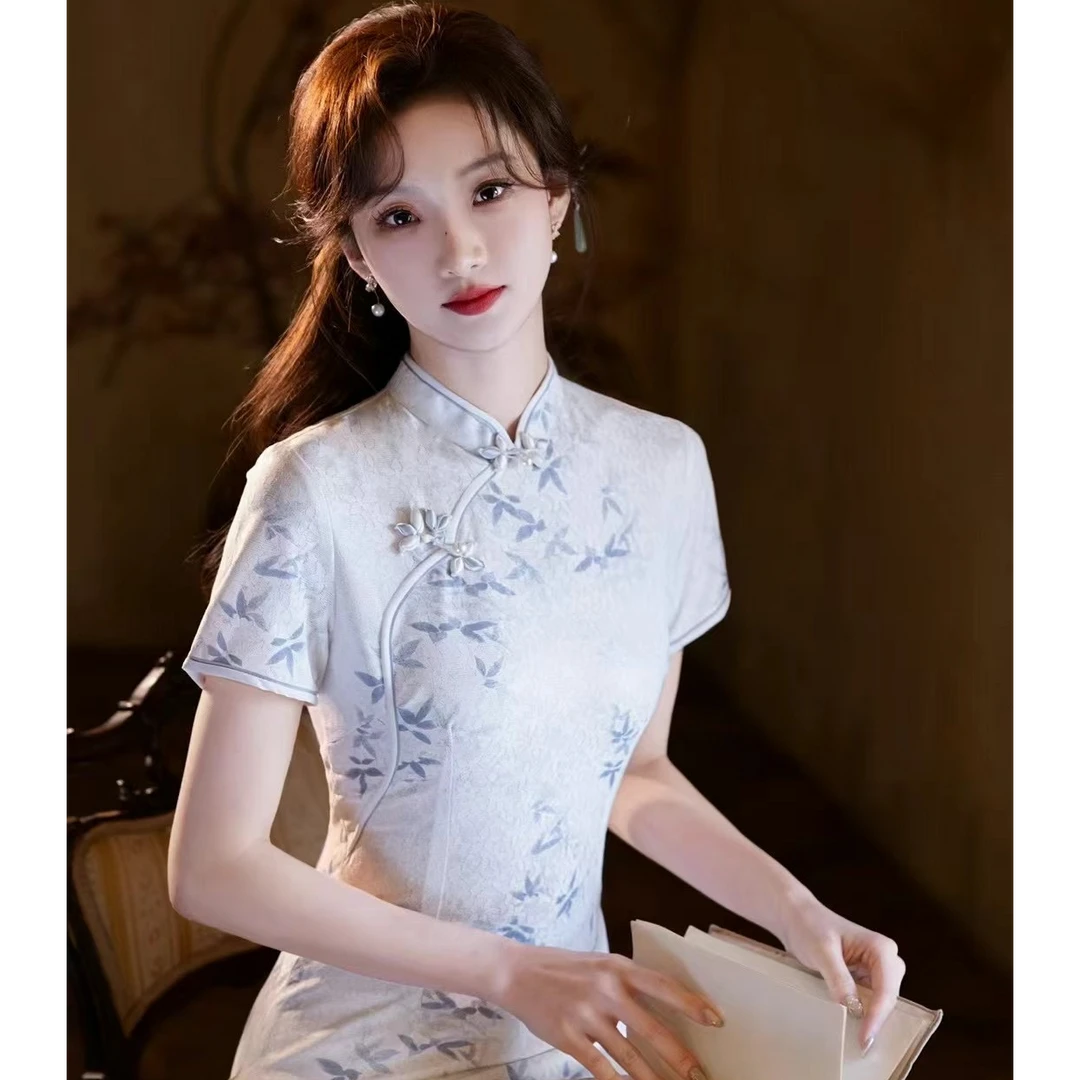 改良旗袍2025春夏新款气质高端年轻款少女温婉中长款显瘦春夏季