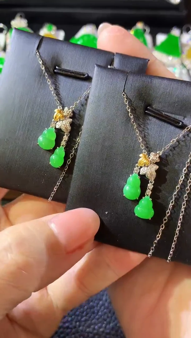 套链18K金镶嵌翡翠A16 多样性发货一件