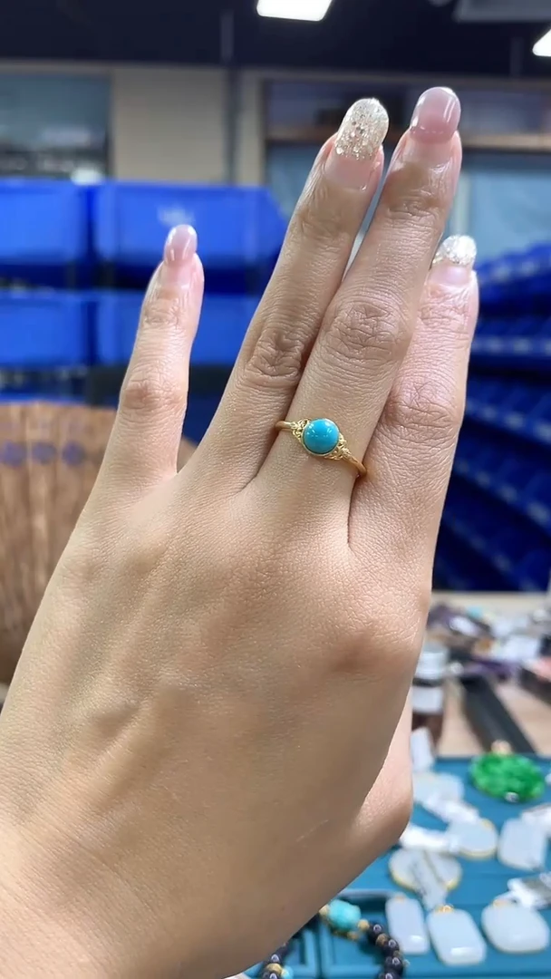 18K金镶嵌绿松石戒指Z17（多样性发一件）