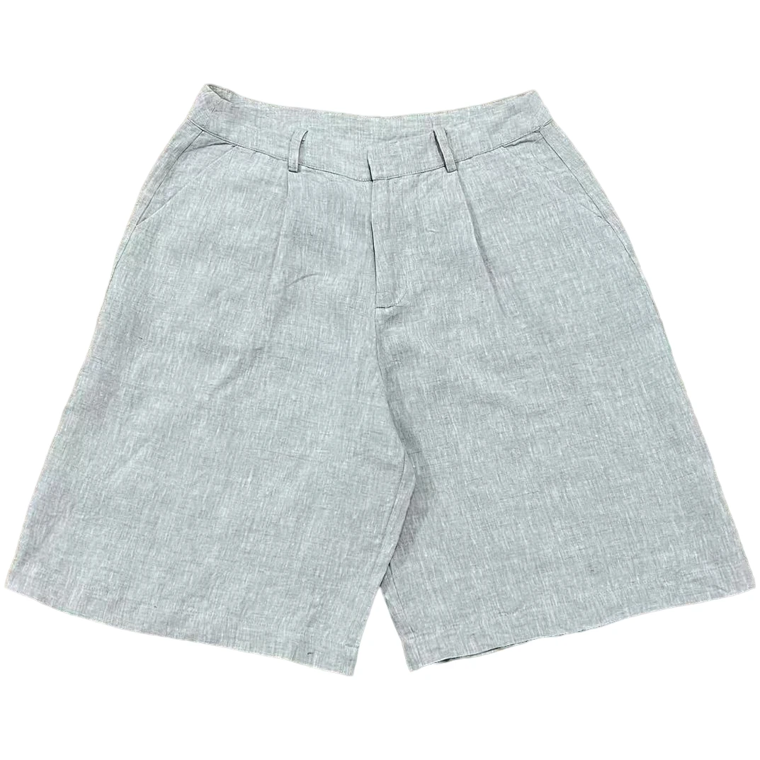 一半---原麻色中裤25722