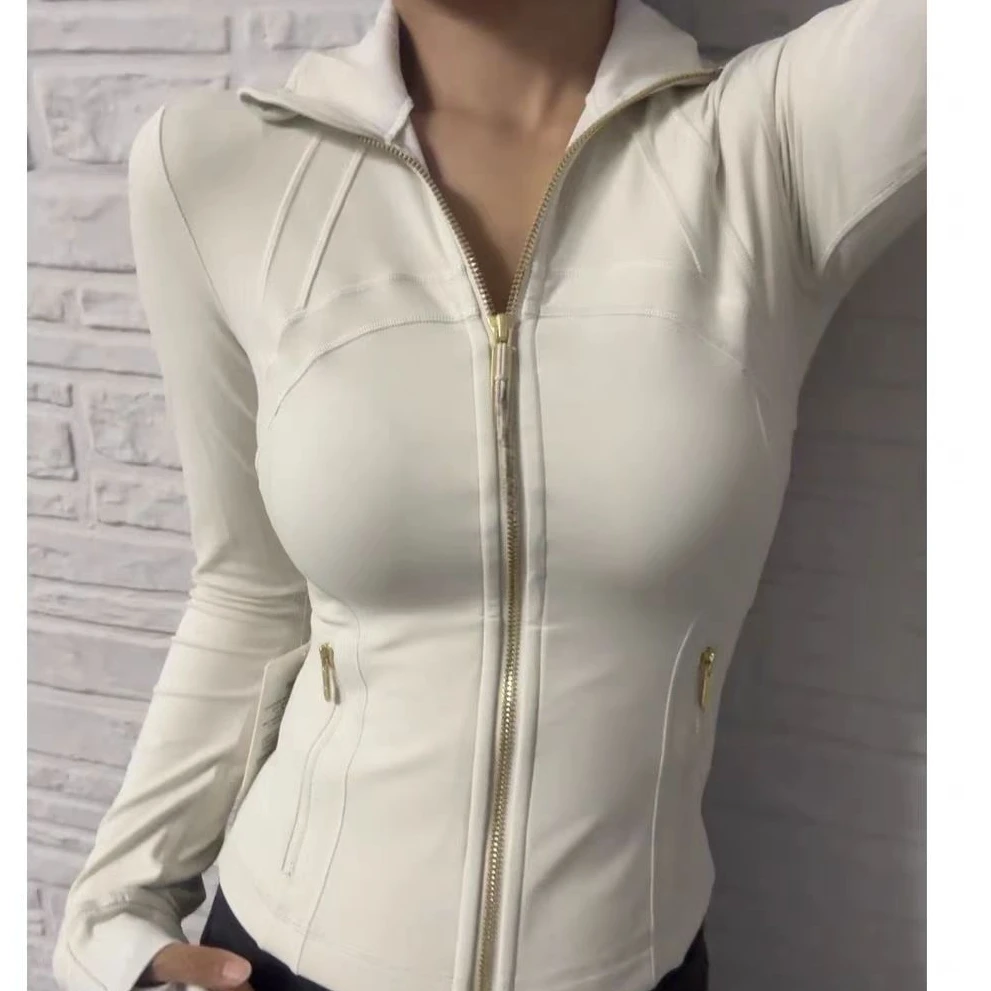 【乐乐同款】瑜伽外套运动夹克LULU金色拉链版女士健身户外长袖修身