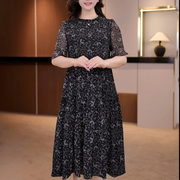 25年春夏新款大码女装连衣裙遮肉显瘦加肥加大收腰 SXE-25-3080