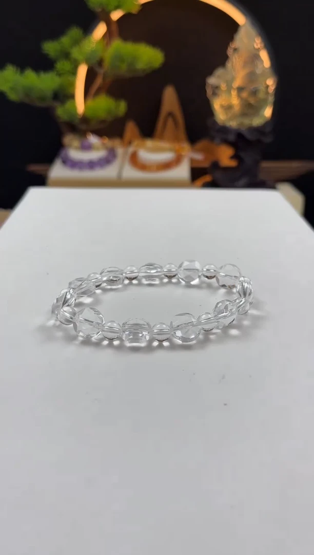 未镶嵌手链水晶天然白水晶切面手串