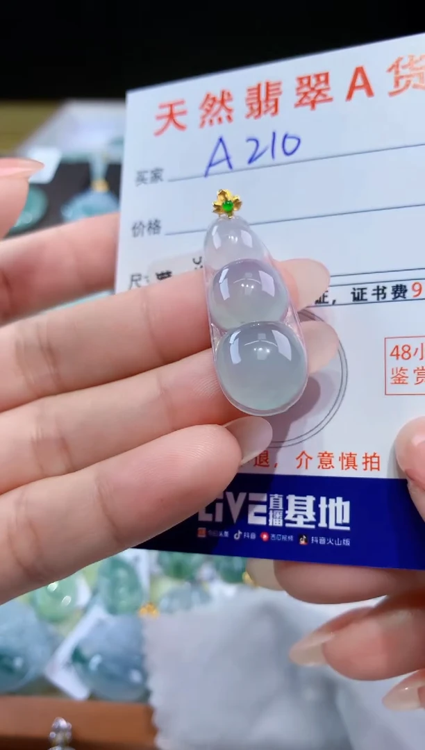 颈饰18K金镶嵌翡翠天然翡翠A货挂件