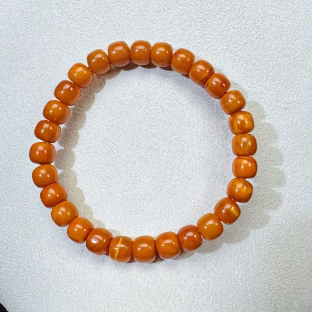 蜜蜡素圈直切单圈手串-多样性发其一