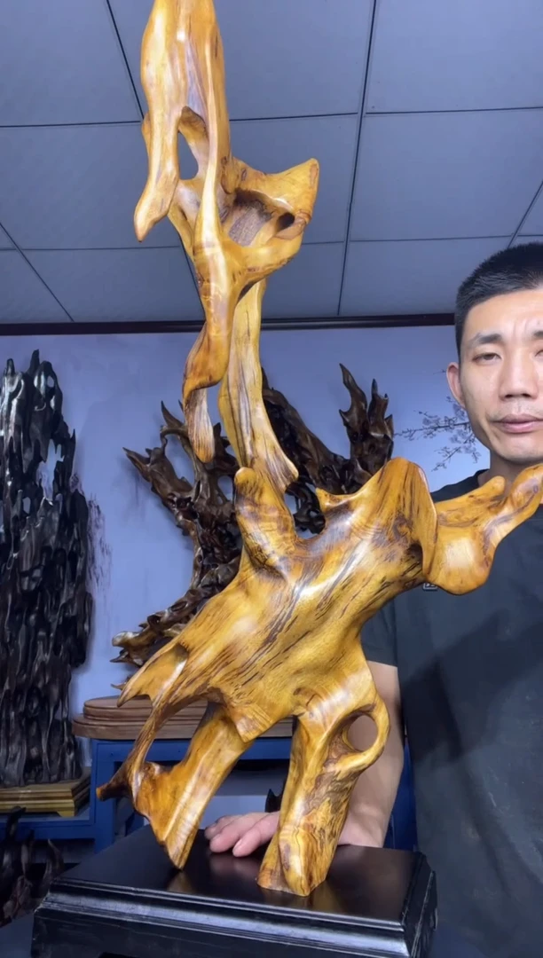 金丝楠木雕款睡***醒金丝楠木工艺品摆件