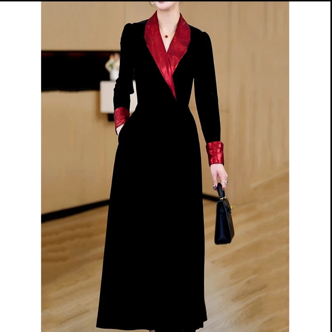 法式端庄长袖连衣裙显瘦