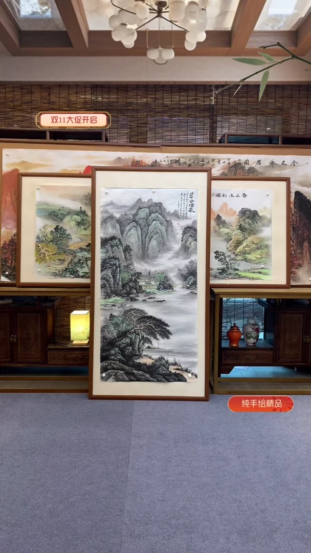 国画纯手绘纯实木四尺整张165*85cm