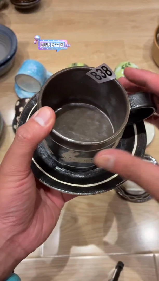 瓷片知*838 手绘兔子咖啡杯一套