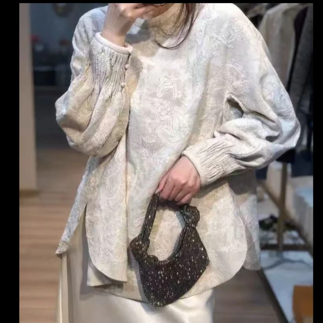 【松间月】新中式重工刺绣文艺棉麻上衣#88