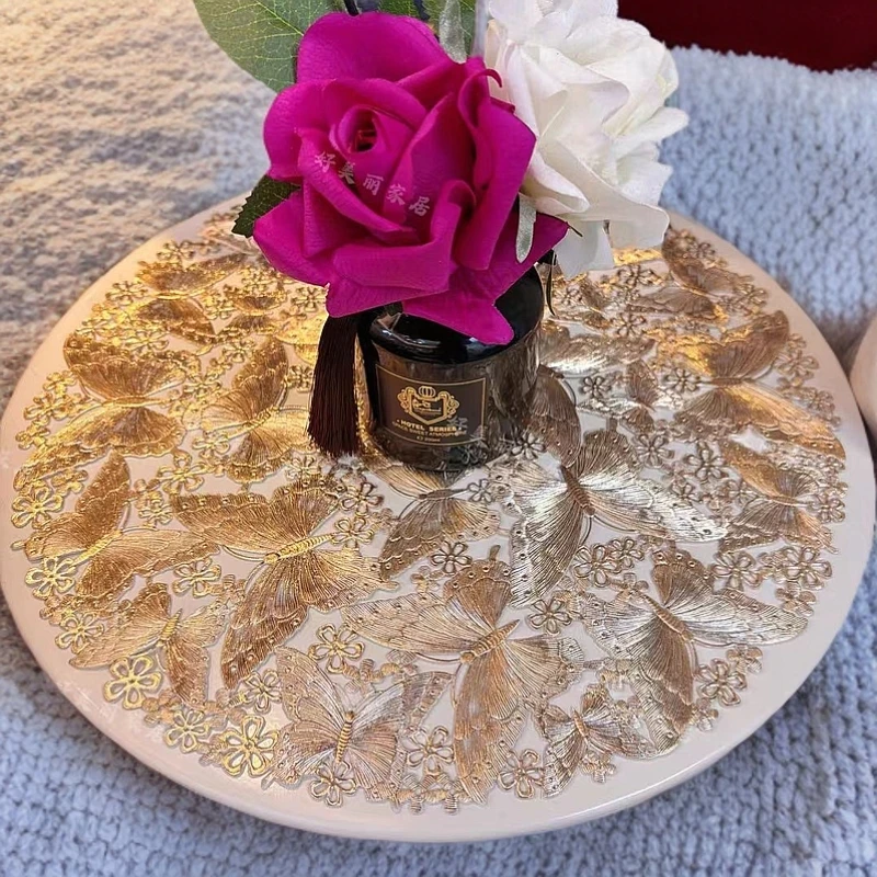 春节餐桌垫pvc防水防烫防油2025款耐高温家居餐厅轻奢欧美风花边