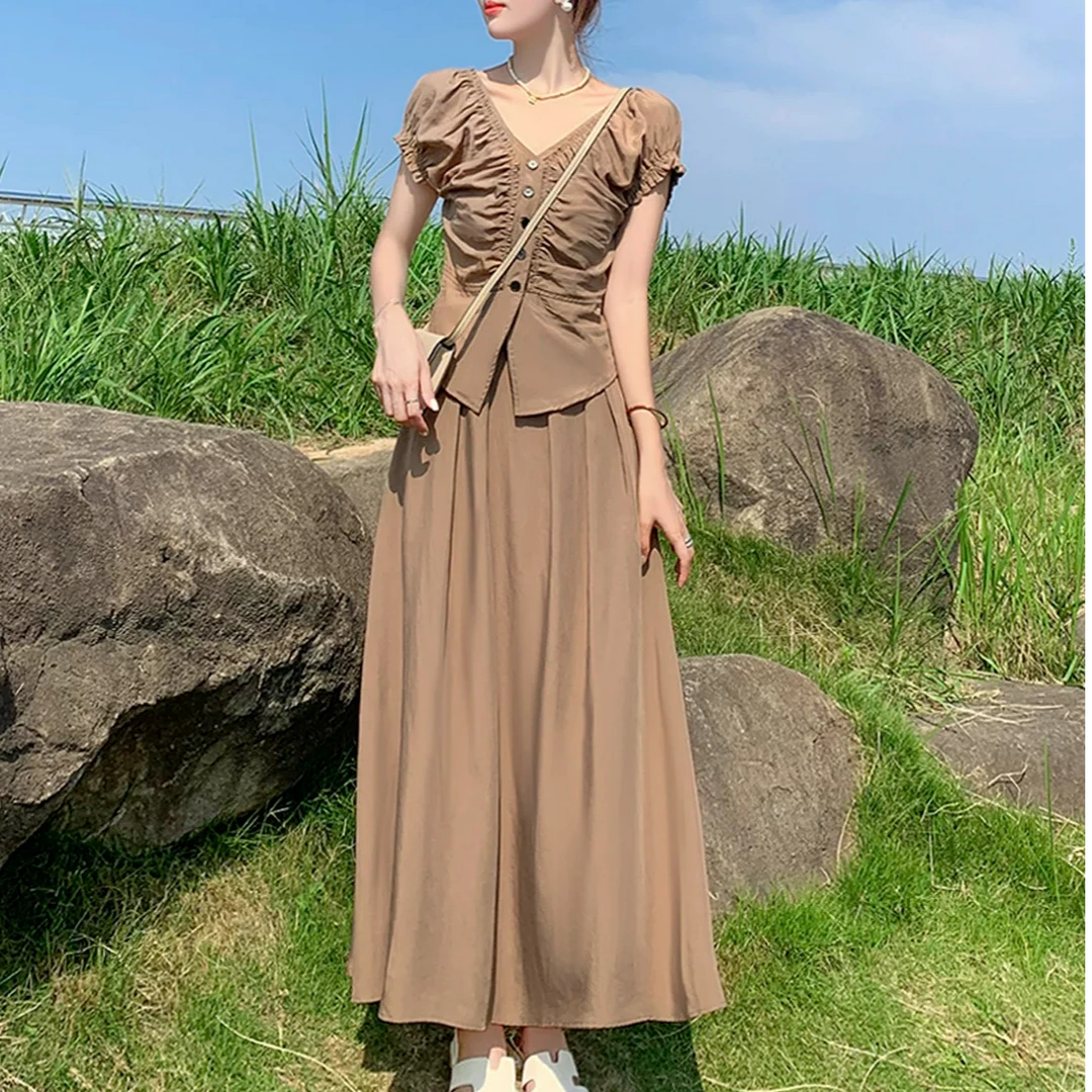 T055短袖显瘦气质洋气高腰时尚夏季收腰套裙