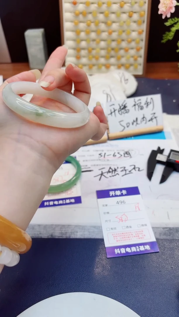 未镶嵌手镯石英质玉496-天山翠-圈口58