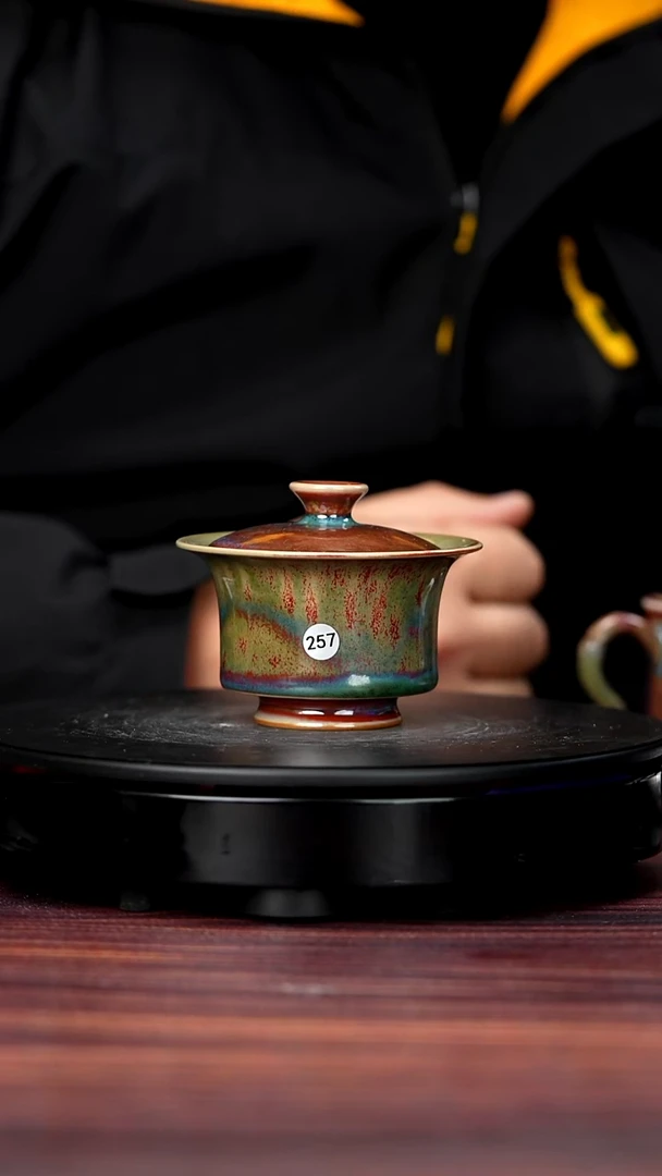 盖碗瓷257#李盼龙一级品原矿钧瓷盖碗