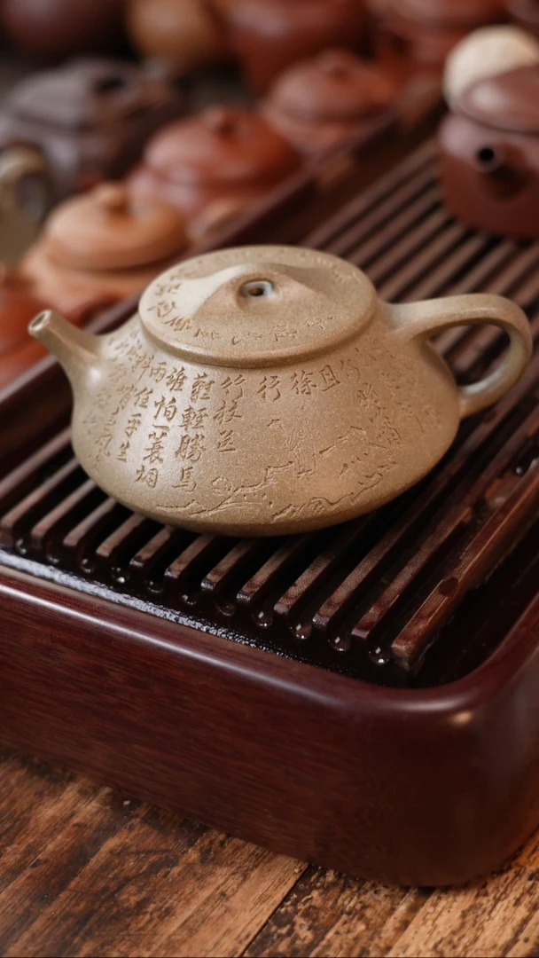 茶壶紫砂全手工青段汉风石瓢