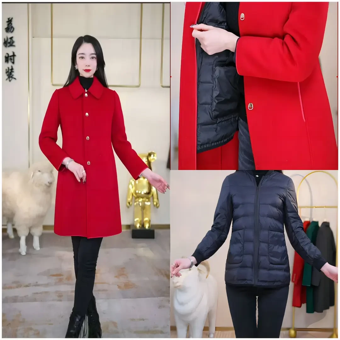洋气休闲装可拆卸羽绒服内胆毛呢大衣女早春2025新款品牌高级外套