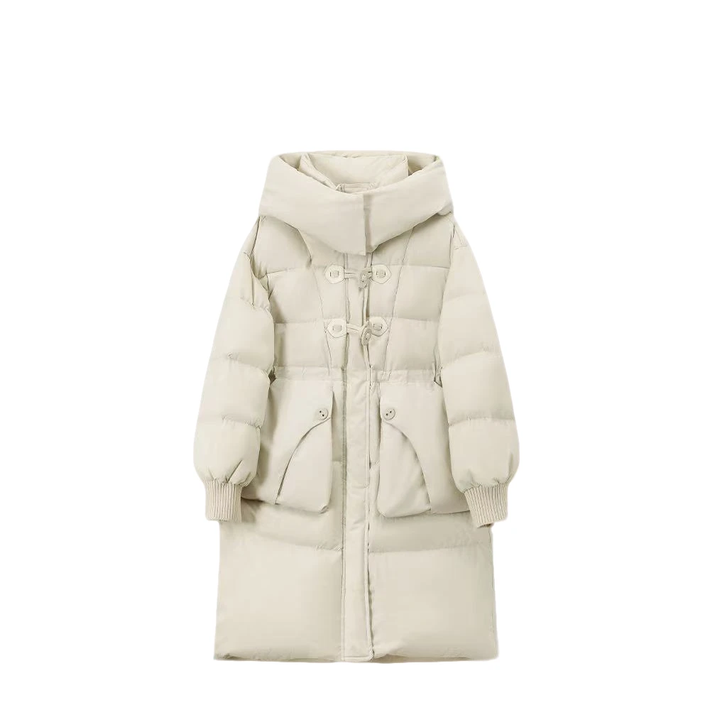 【封后轻奢设计】2024冬季新款显瘦百搭长款连帽羽绒服7856