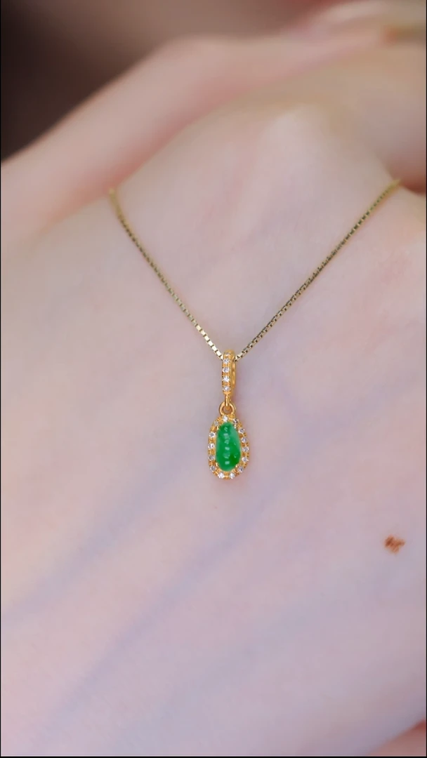 吊坠(不含链)18K金镶嵌翡翠11