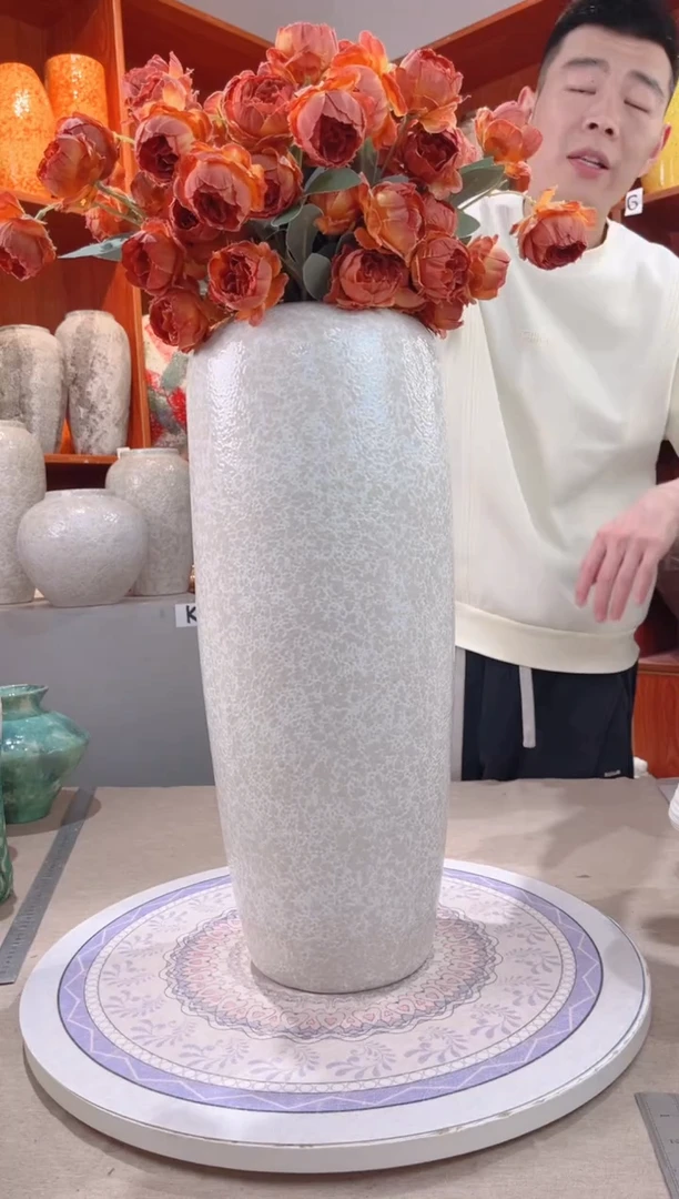 【闪购商品】瓶茶白50cm落地 陶瓷花瓶 无花
