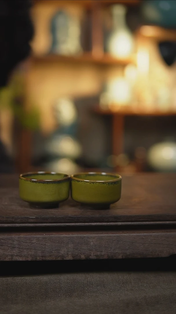 【闪购商品】杯茶叶末小唇杯一对