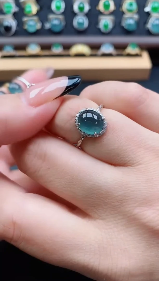 银S925镶嵌戒指翡翠121