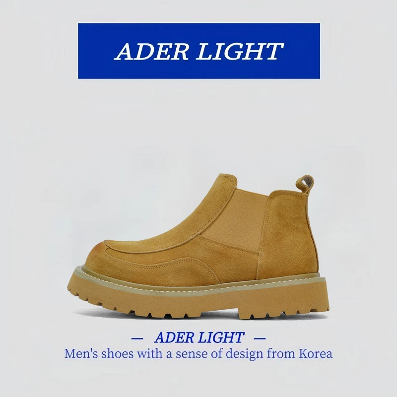 韩国ADER LT户外马丁靴男款秋冬季一脚蹬切尔西靴中帮工装大黄靴