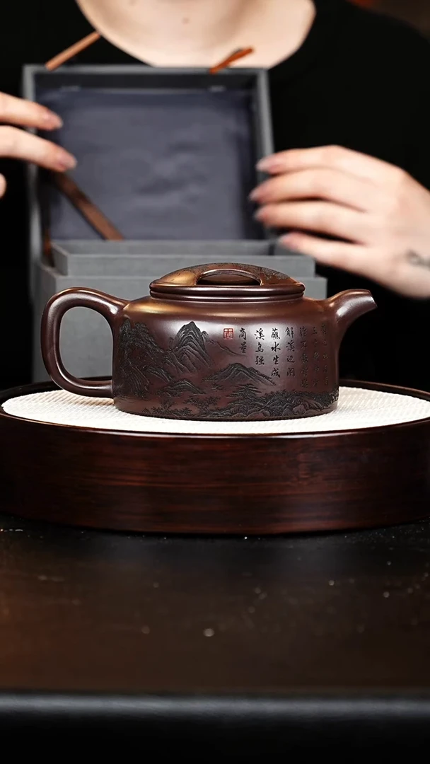 茶壶紫砂牛盖莲子