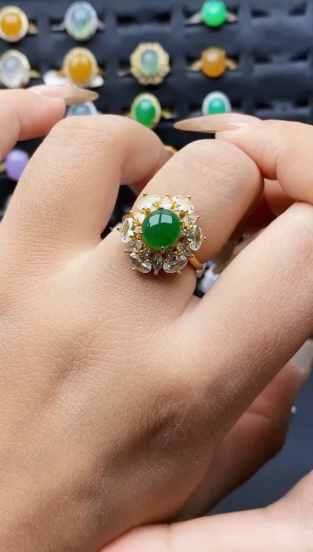 银S925镶嵌戒指翡翠9462