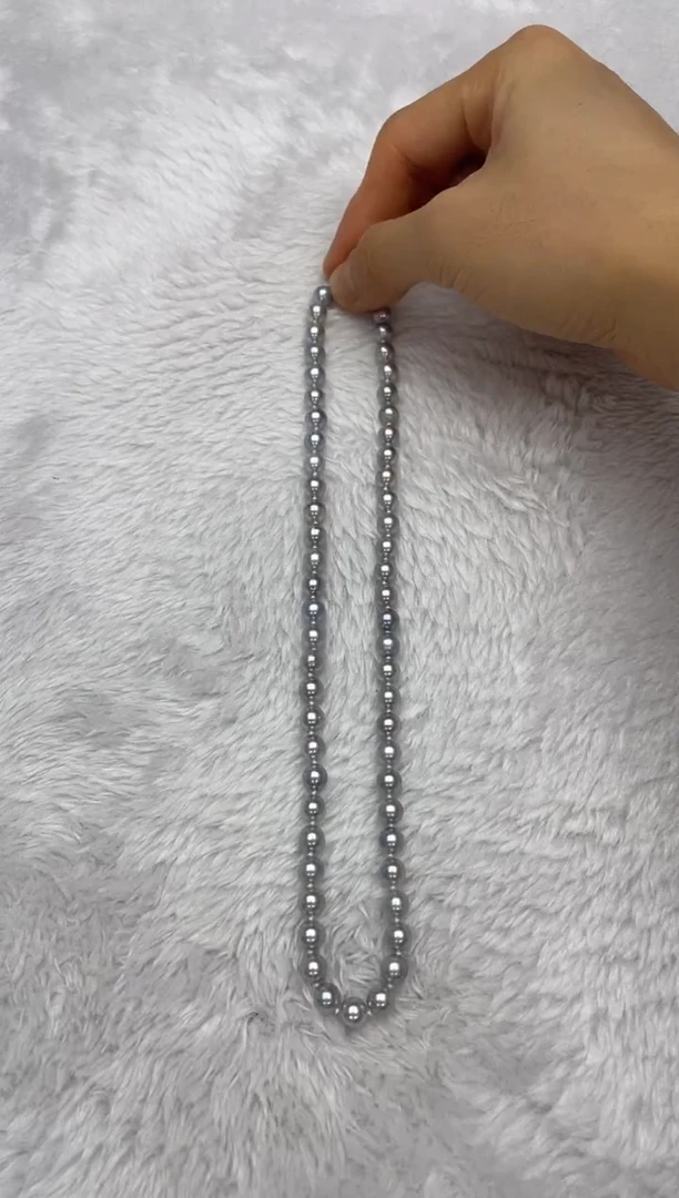 项链银S925镶嵌海水珍珠AK真多麻6.5-7mm