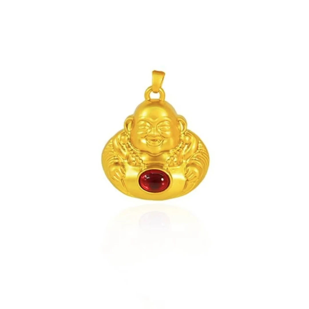 【金总专属】红红火火红玛瑙镶嵌合金佛公吊坠赠黑绳