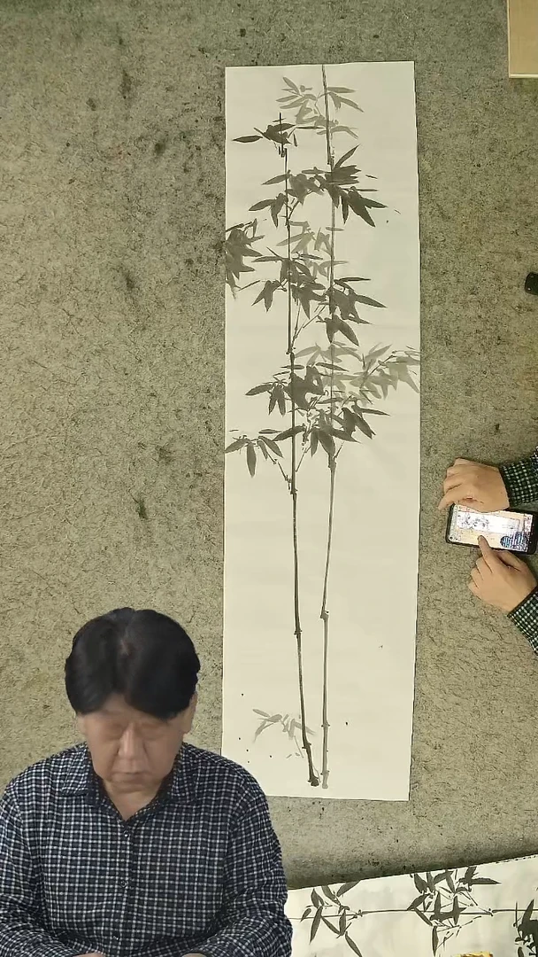 书法四尺对开  墨竹条屏 34*138cm