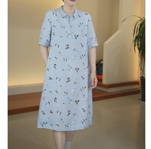 SKL-637新款春夏法国雨露麻连衣裙