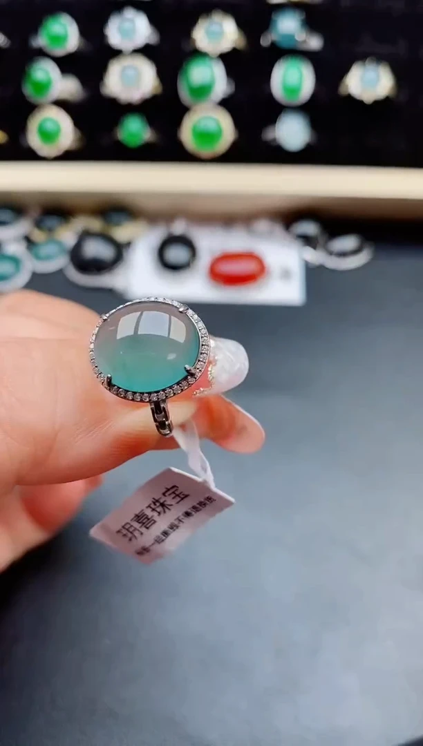 【闪购商品】翡翠戒指银S925镶嵌8080