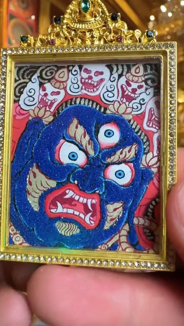 吊坠大黑天---热贡纯手绘