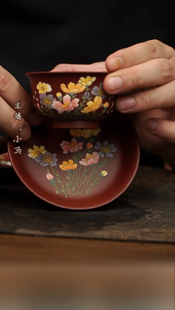 茶壶紫砂野菊 套组杯