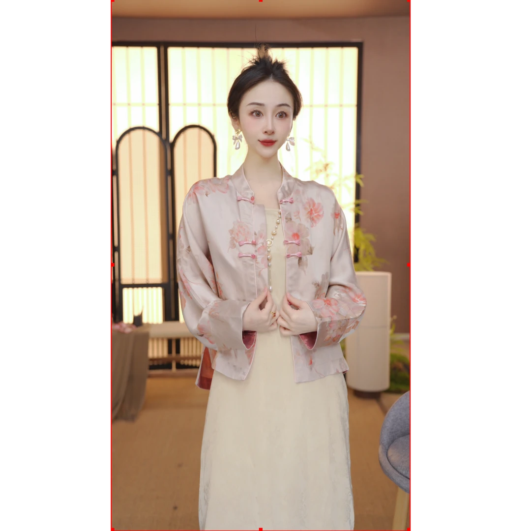 （惜花芷）2025早春新款中式复古中国风提花长袖外套上衣FB2501212