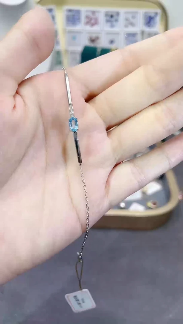 银S925镶嵌手链托帕石天然宝石