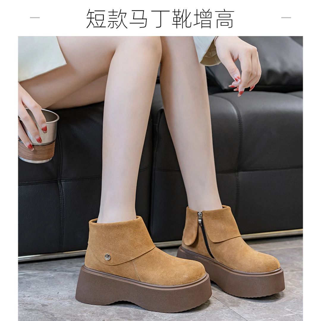 小个子短款马丁靴女2025冬季新款增高厚底女款勃肯高帮鞋女款鞋子