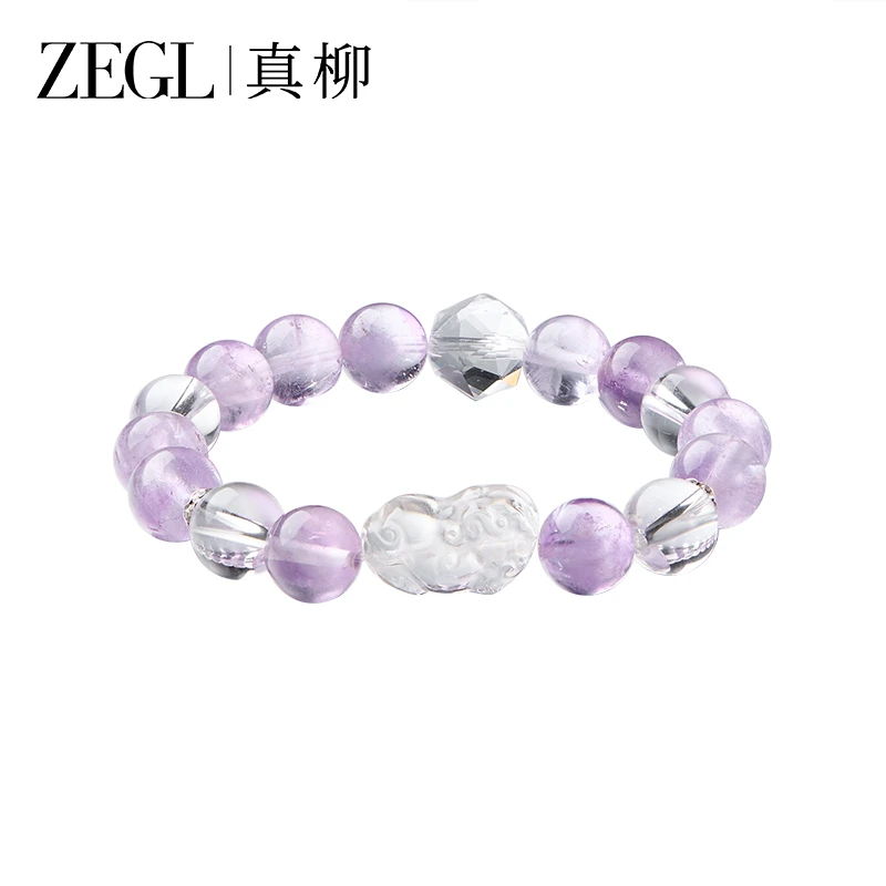 ZEGL【紫韵流光】天然紫水晶+貔貅原创设计师手串