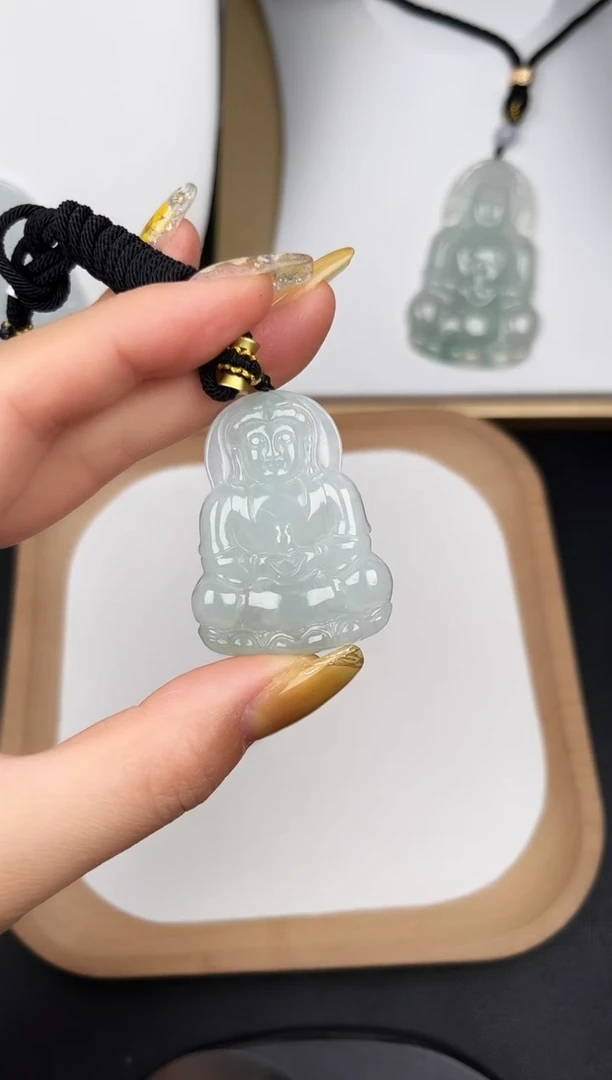 颈饰未镶嵌翡翠Y5A075冰中小观音-18