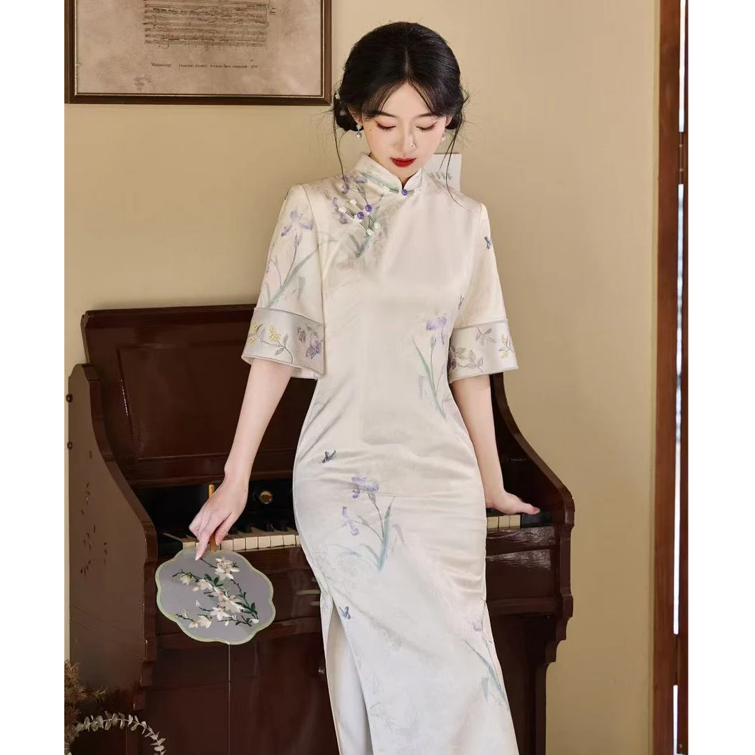 苏故里【陌上花开】复古气质传统款旗袍新中式日常旗袍双层衣长11