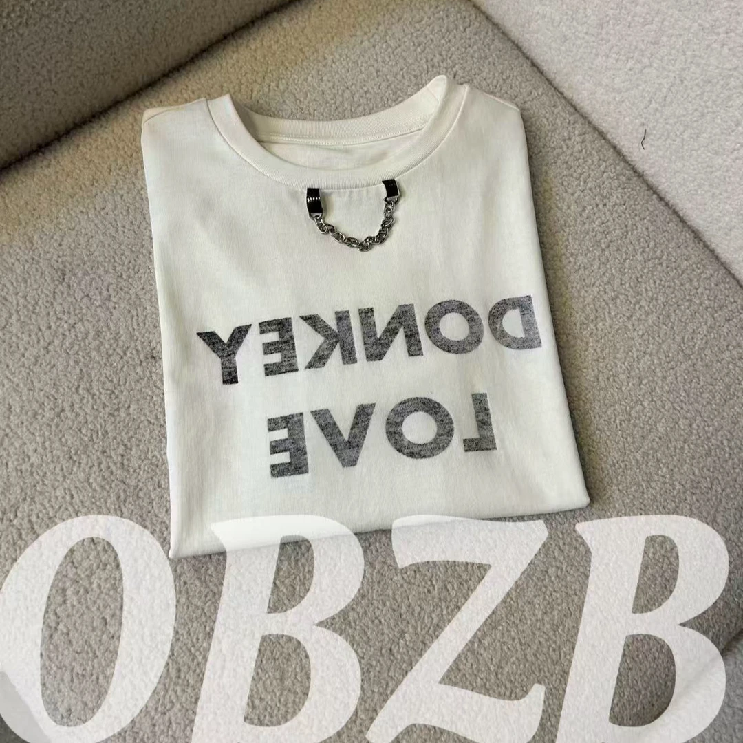 OBZB【L女款短袖】白色修身时尚潮流百搭女款1038