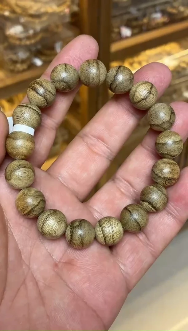 沉香手串 达拉干圆珠单圈虎皮纹1.3多样性发其一