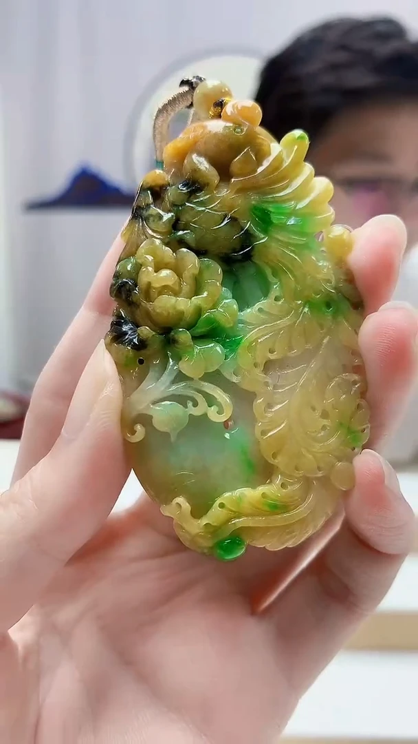 未镶嵌定制翡翠4688zm-毛货挂件凤凰106